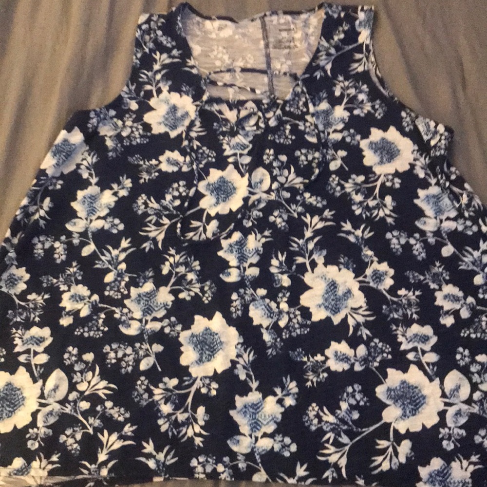 Blue floral sleeveless top